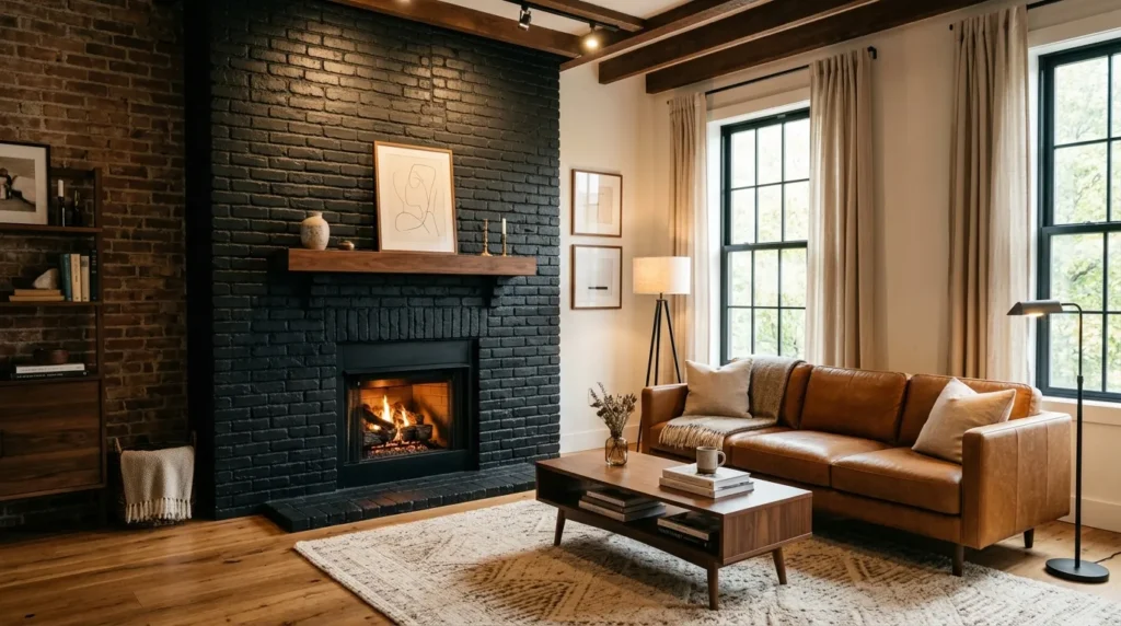 Black Brick Fireplace
