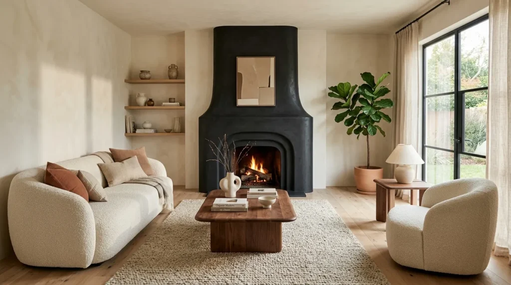 Black Plaster Fireplace