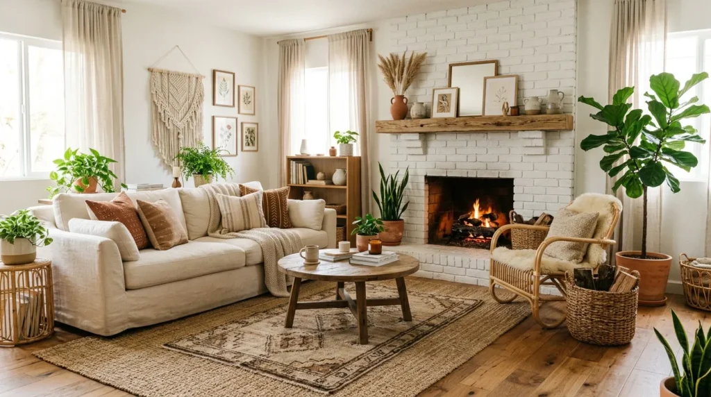 Boho Fireplace Styling