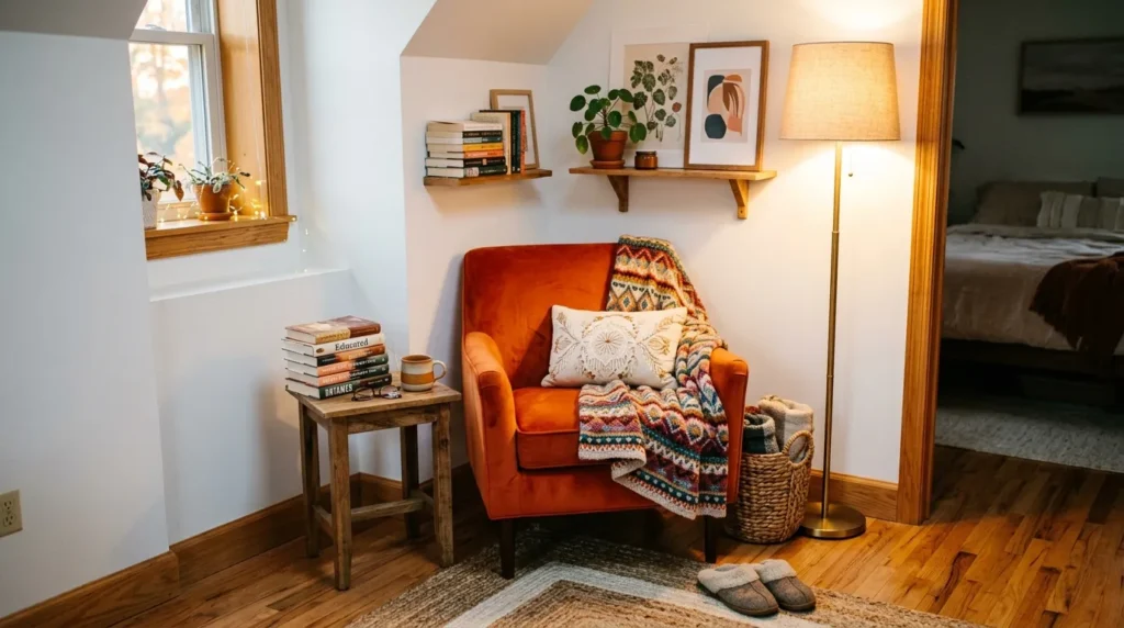 Bold Orange Reading Nook