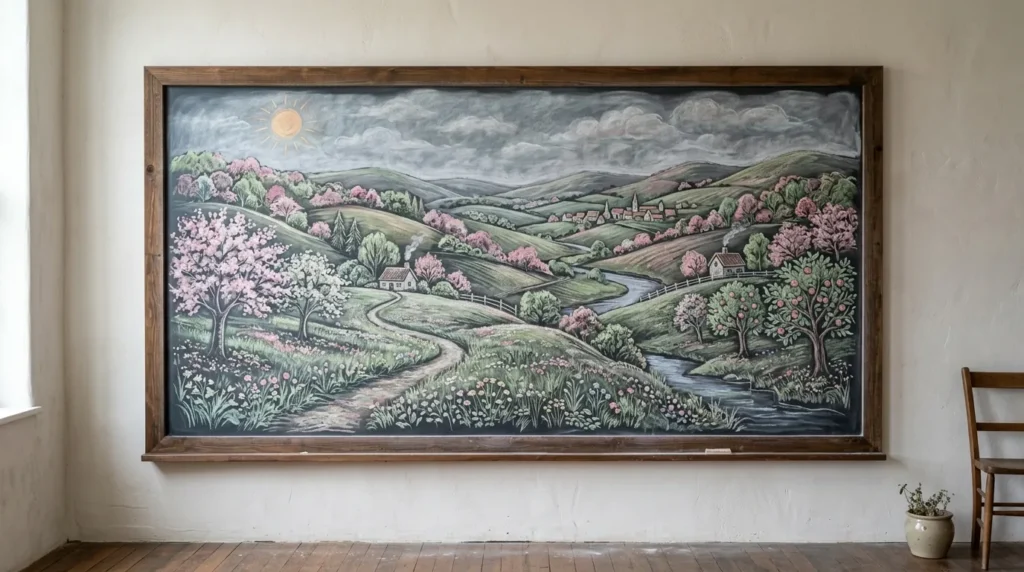 Chalk Art Landscape Scene