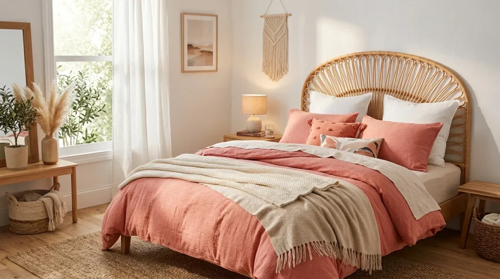 Coral Pink Bedding Layers