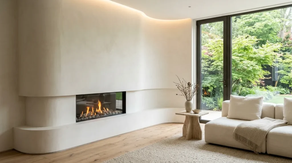 Curved Fireplace Wall
