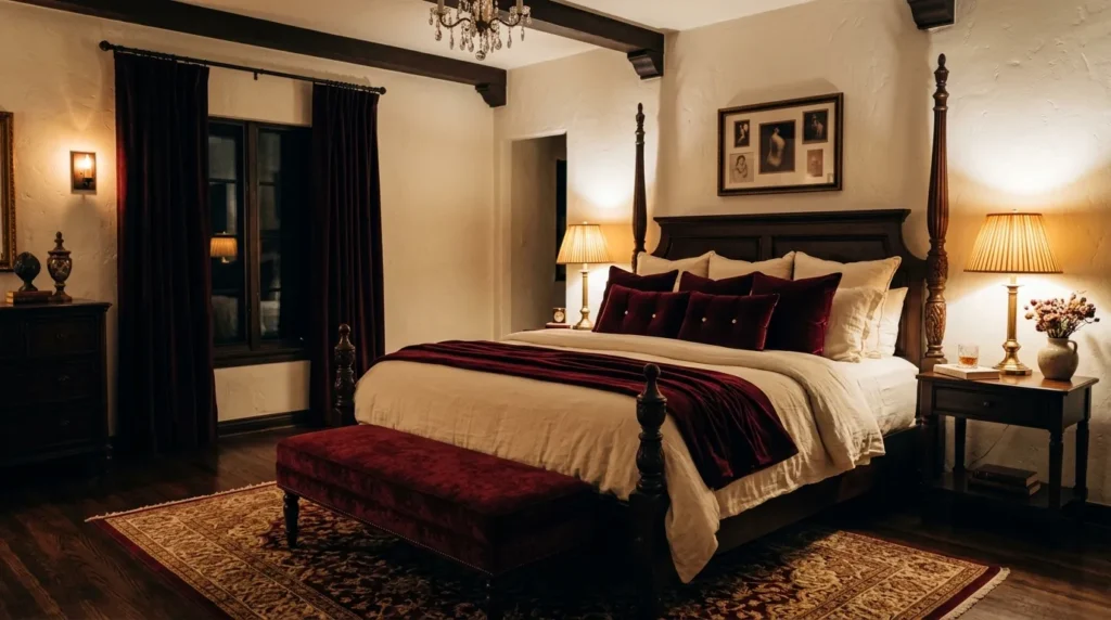 Deep Burgundy Velvet Accents