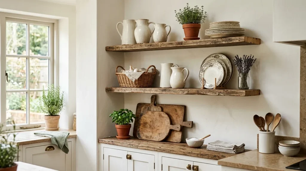 Distressed Kitchen Shelves