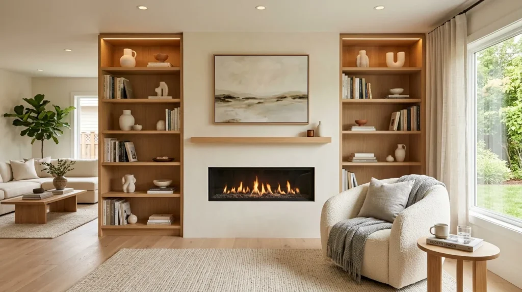 Fireplace With Shelving