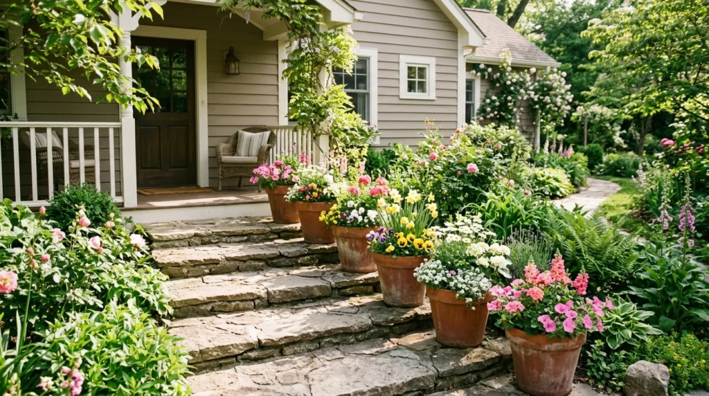 Floral Stairway Pots