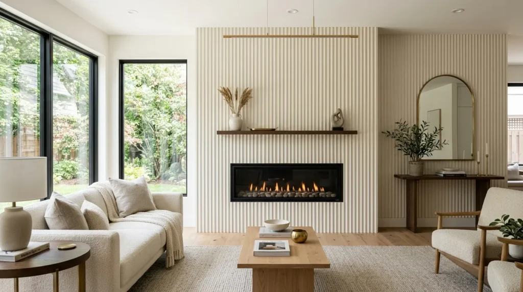 Fluted Fireplace Wall