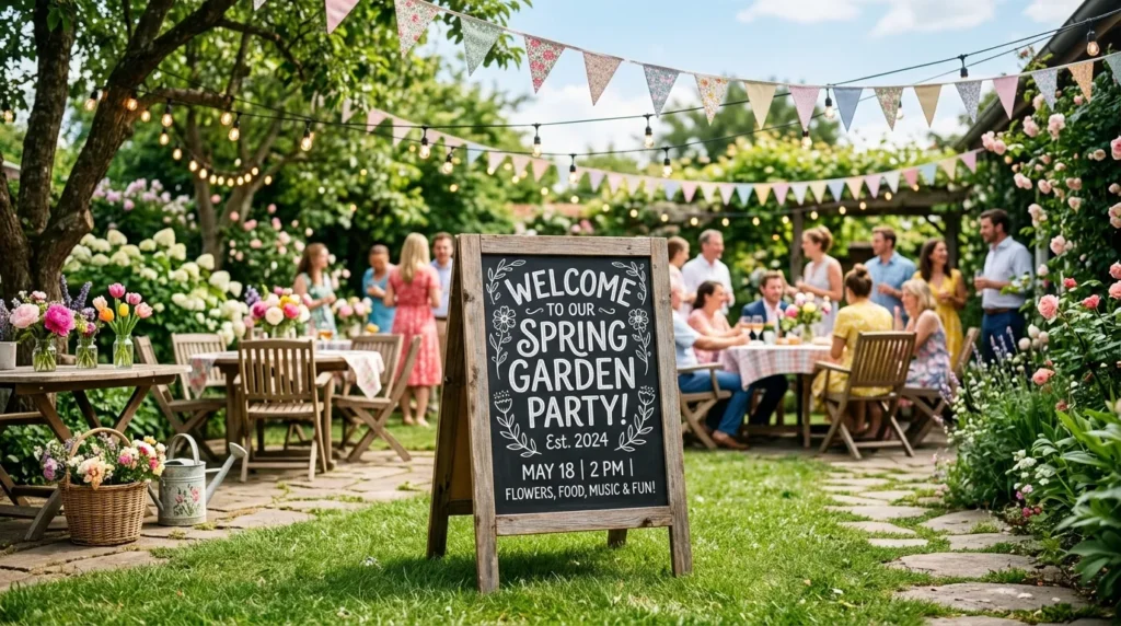 Garden Party Welcome Board