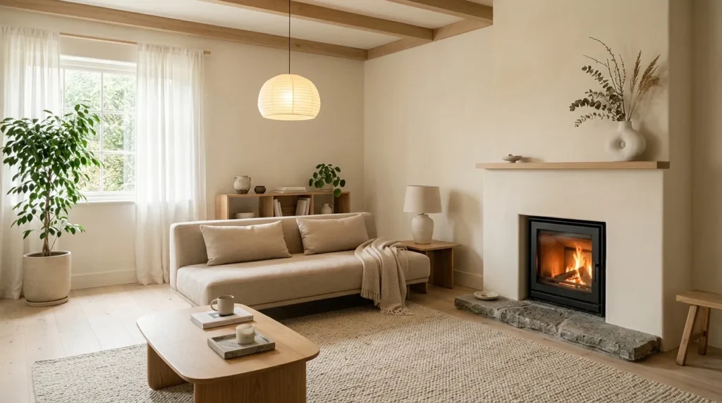 Japandi Fireplace Corner