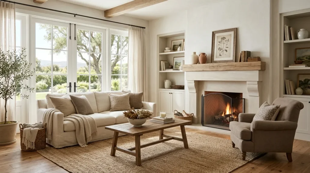 Limestone Fireplace