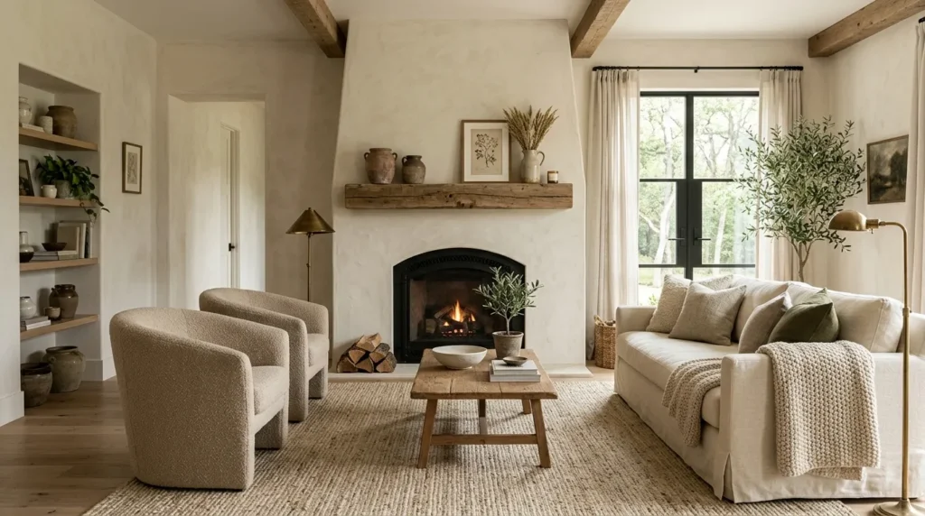 Limewashed Fireplace