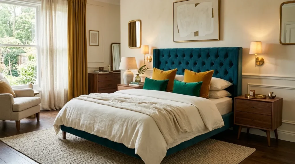 Teal Velvet Headboard