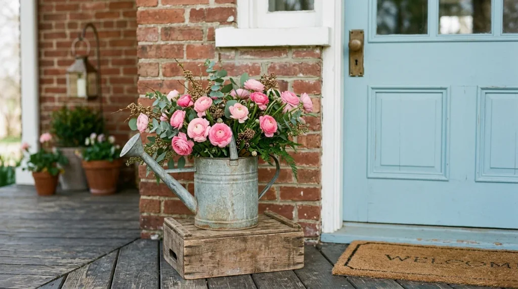 Vintage Watering Can Display