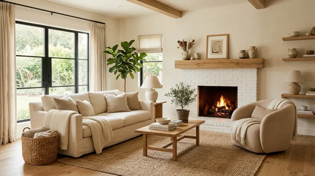 Warm Neutral Fireplace