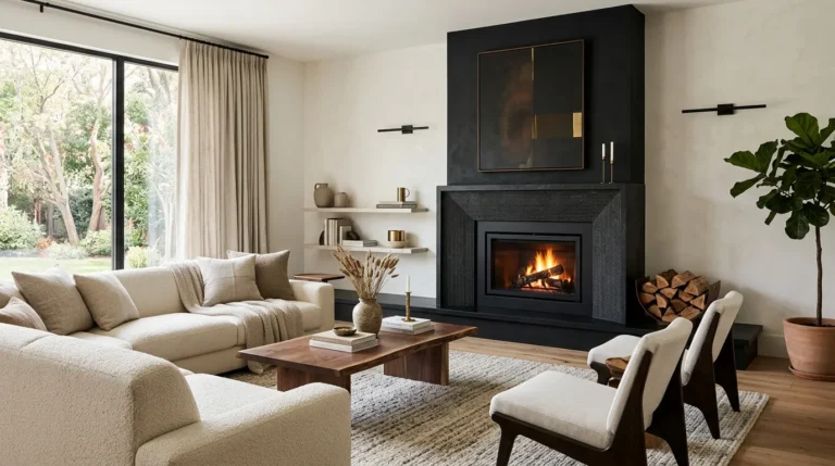 black fireplace