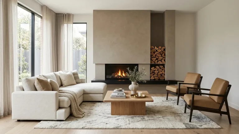 modern fireplace