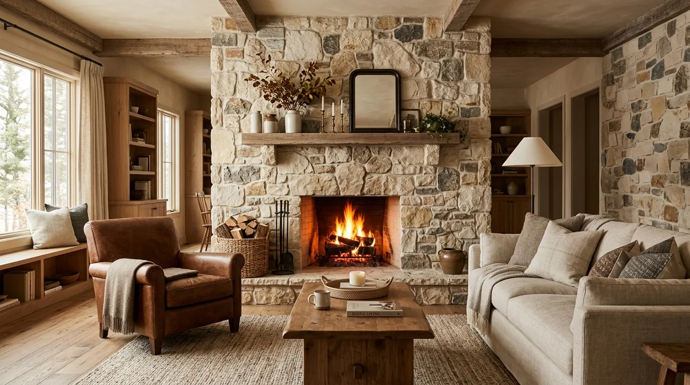 stone fireplace