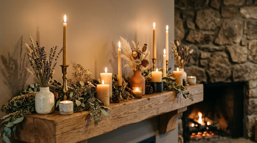 Candlelit Mantel Display