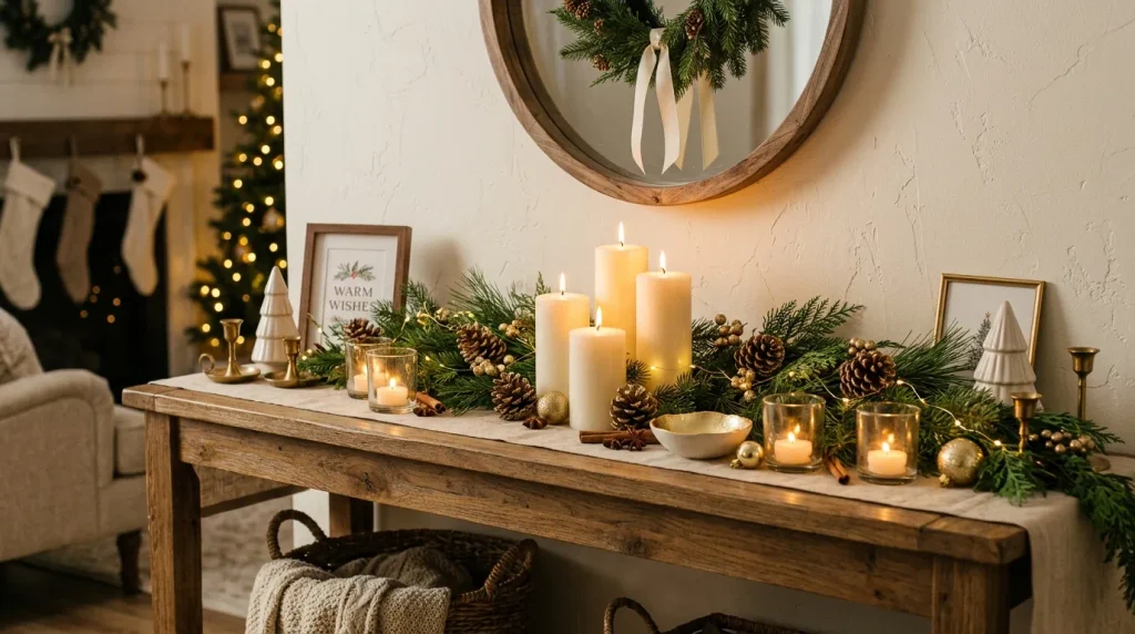 Cozy Christmas Candle Display