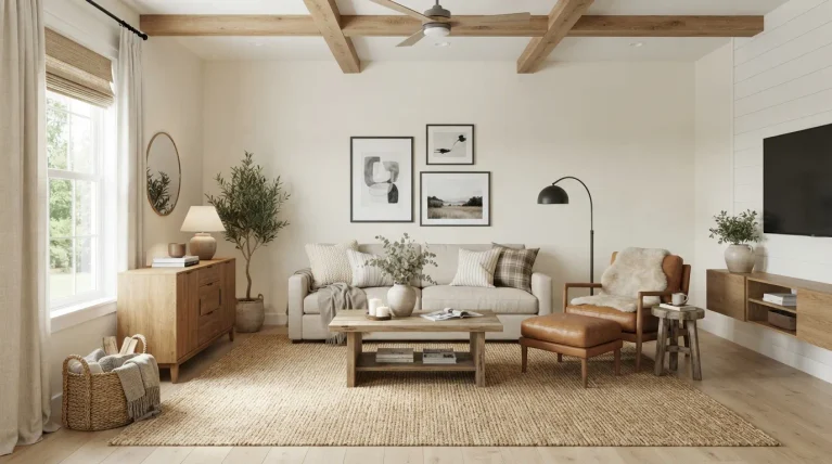 cozy modern farmhouse living room
