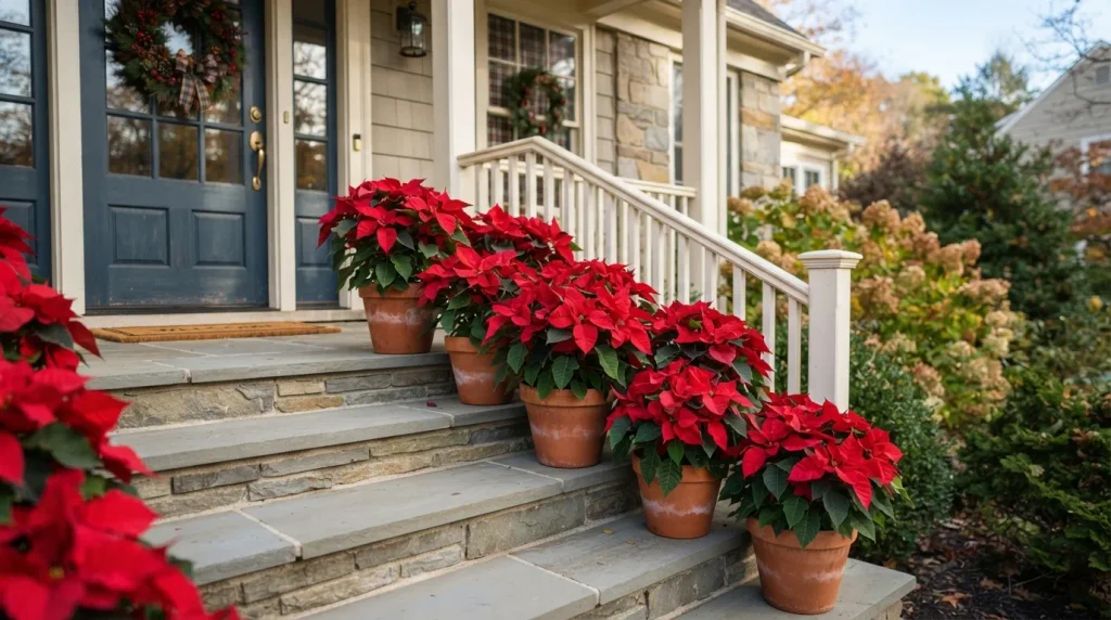 Red Poinsettia Cluster