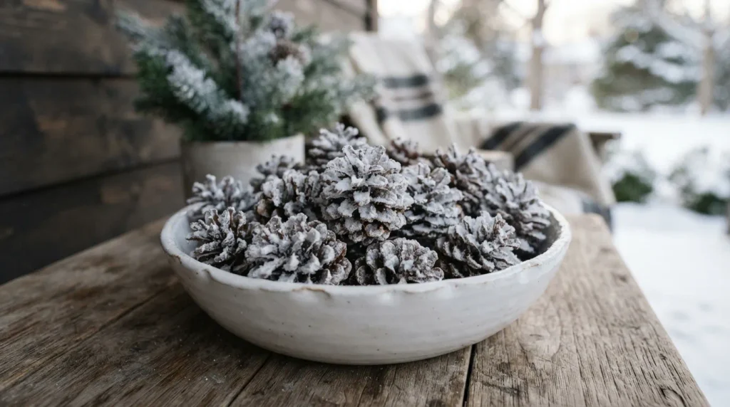 Snow-Dusted Pinecone Bowl