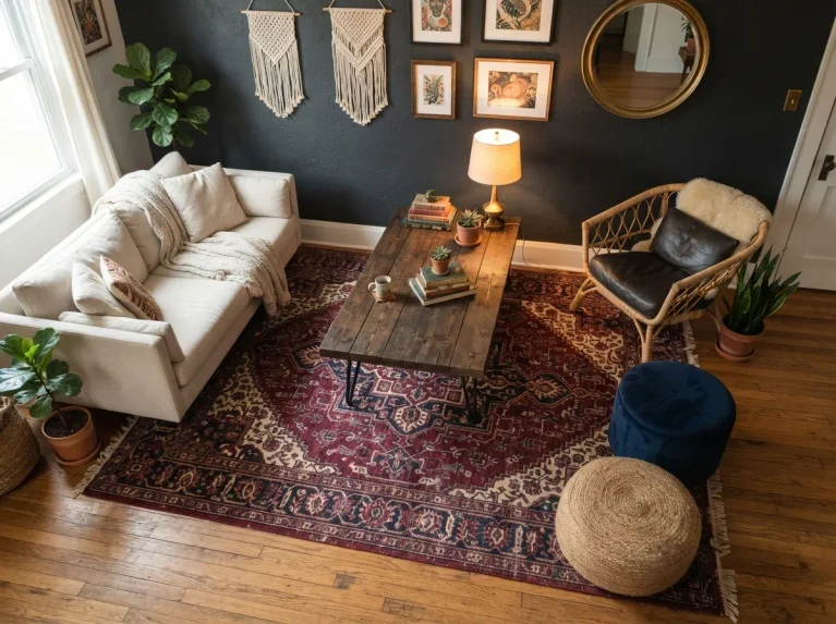 dark boho living room ideas