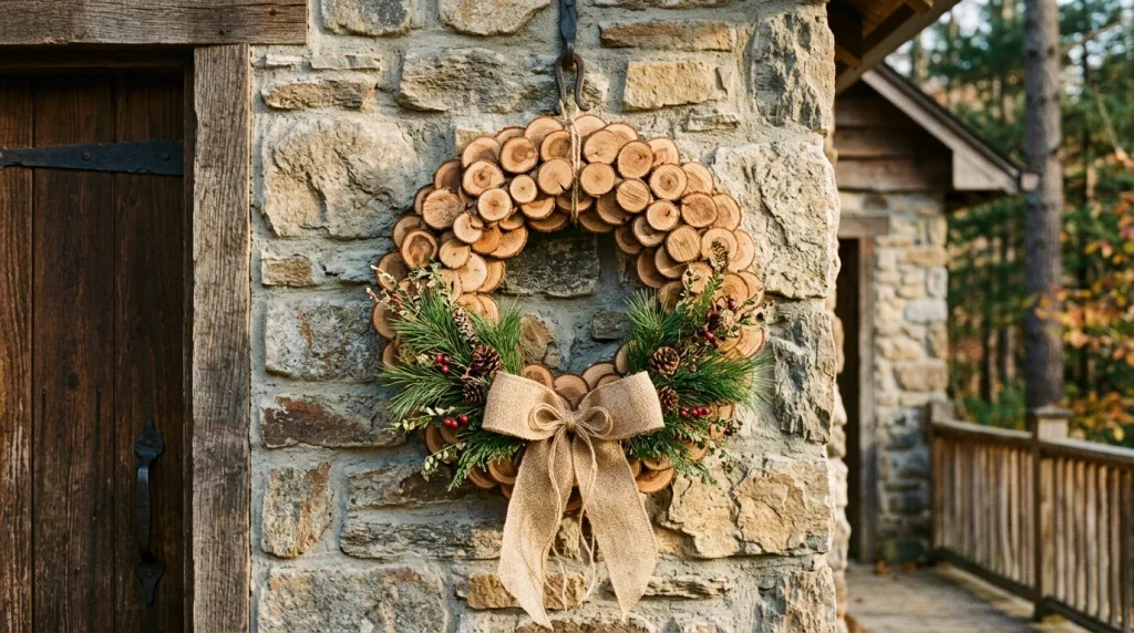 Rustic Wood Slice Wreath