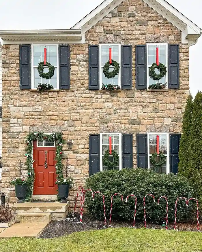 Oversized Wreath on the Front Door