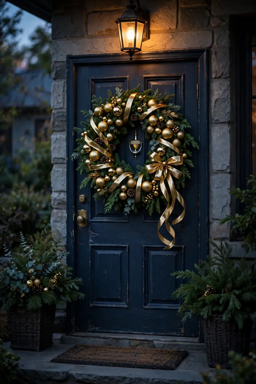 2. Dress the Door With a New Year Wreath or Swag