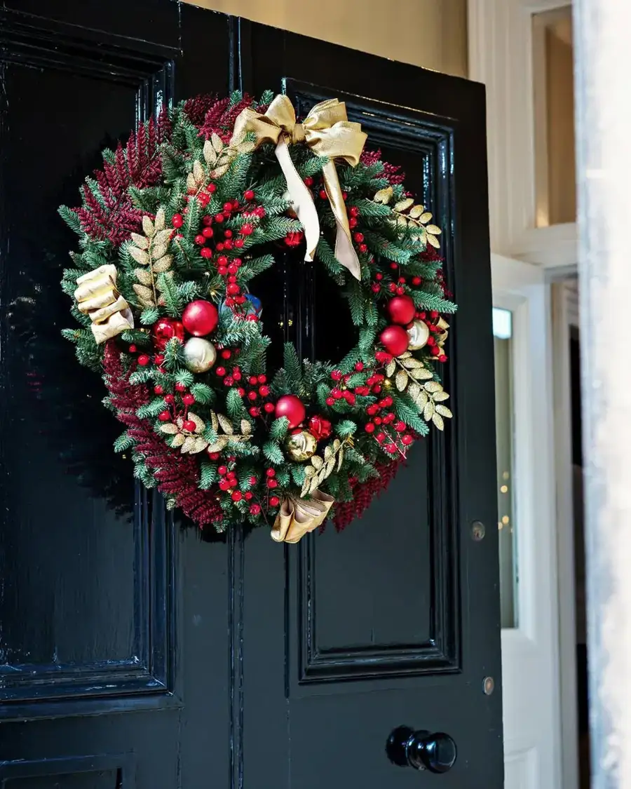 Mini Christmas Trees in Pots by the Door