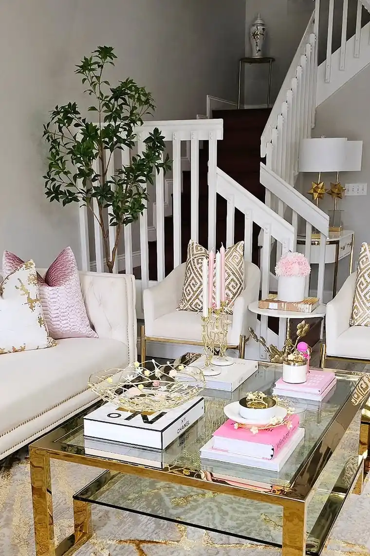 3. Dress the Living Room in Soft Metallics