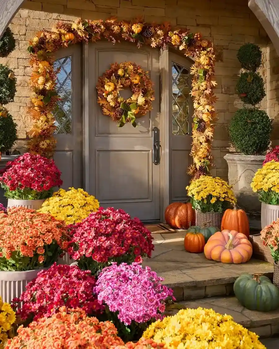 Garland Swagged Across the Porch Railing