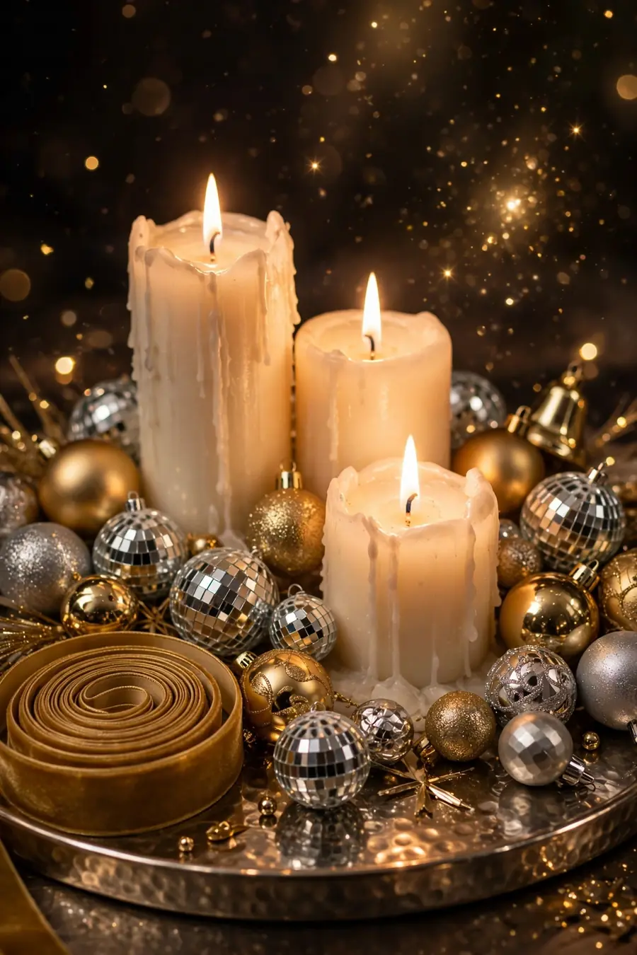 4. Nestle In Ornaments and Metallic Baubles