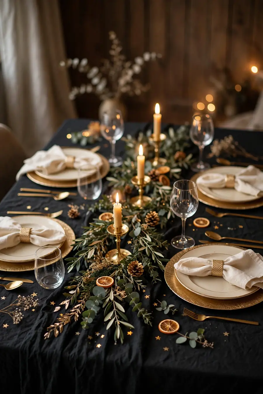 4. Dress the Table in Black and Gold