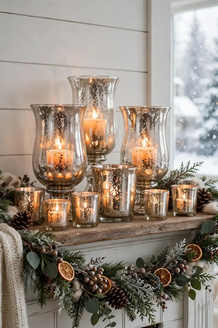 4. Add Mercury Glass and Clear Glass for Shine
