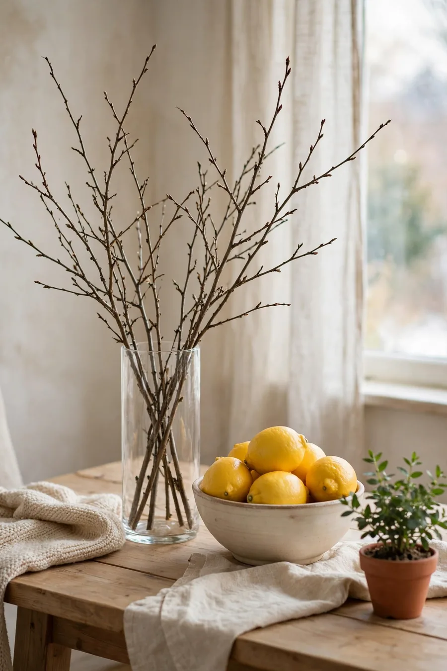 5. Add Fresh Touches: Branches, Fruit and Green Plants