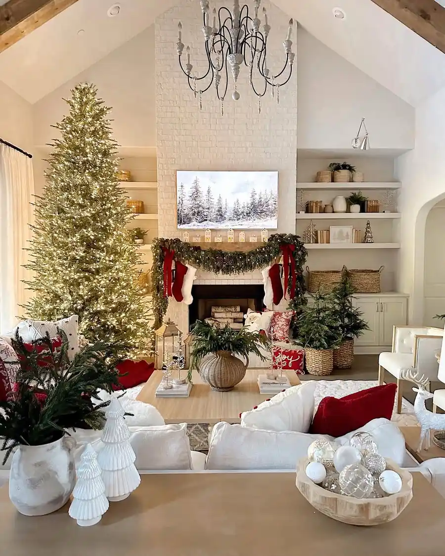 6. Red and White Pillow Mix