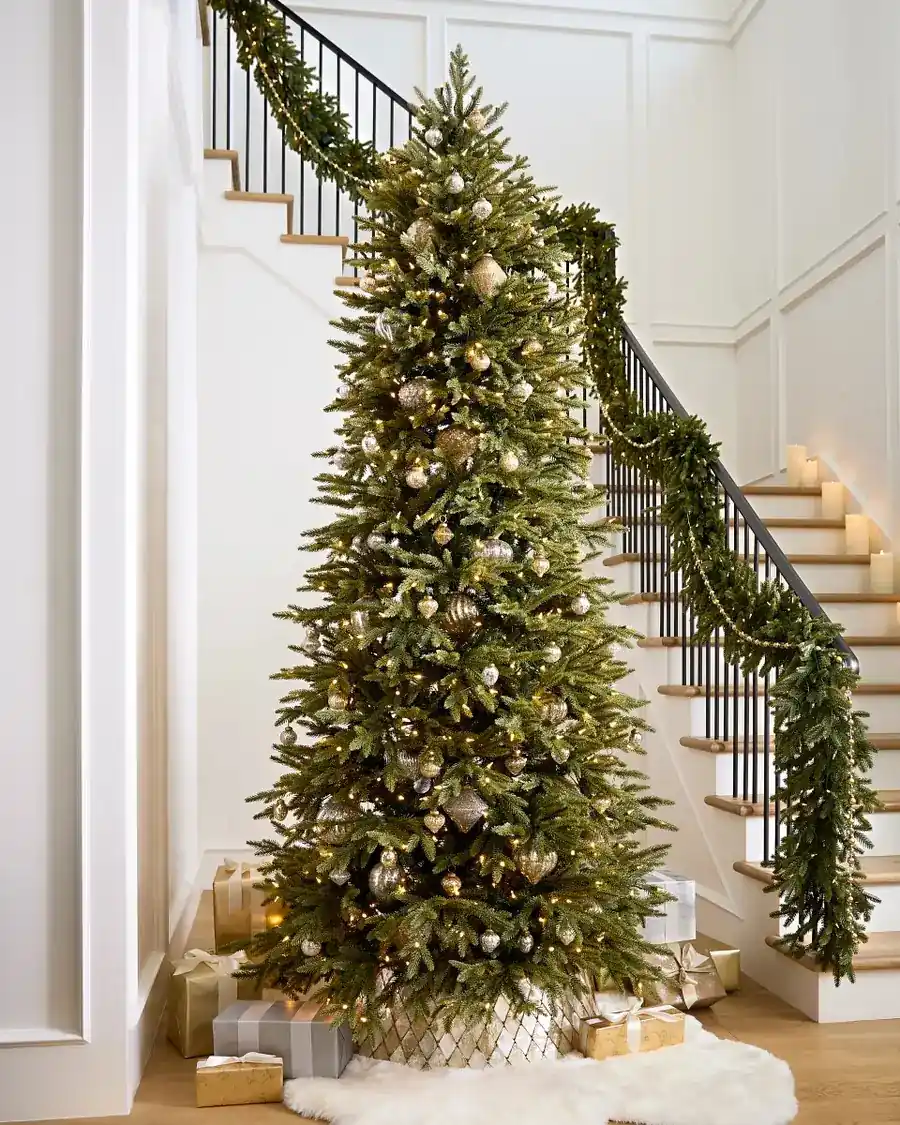 Slim Navy Tree and Brass Accents