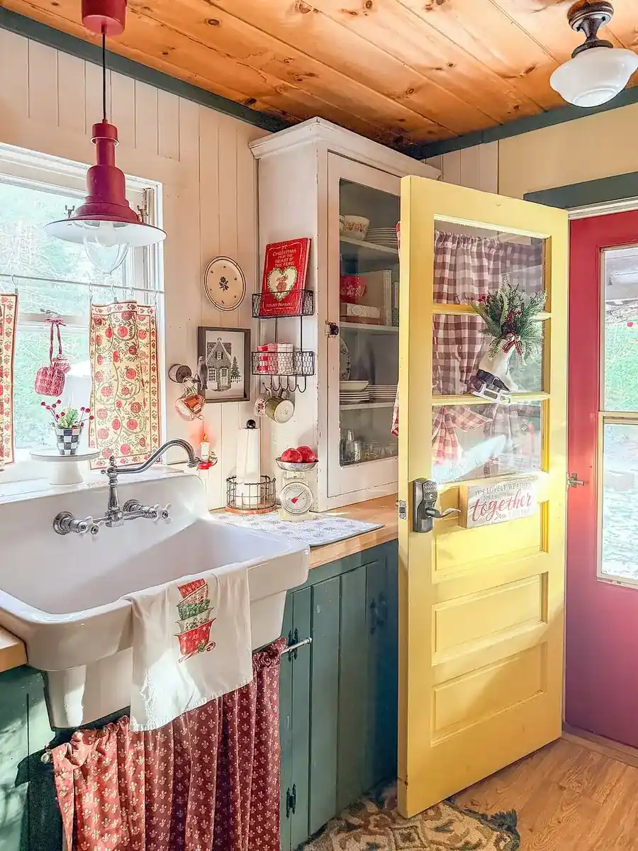 A Doormat Layered Over a Plaid Rug
